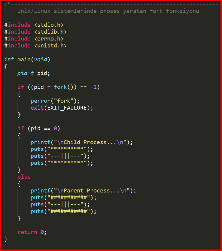 Linux'te child process oluşturma C Learning Tutorials