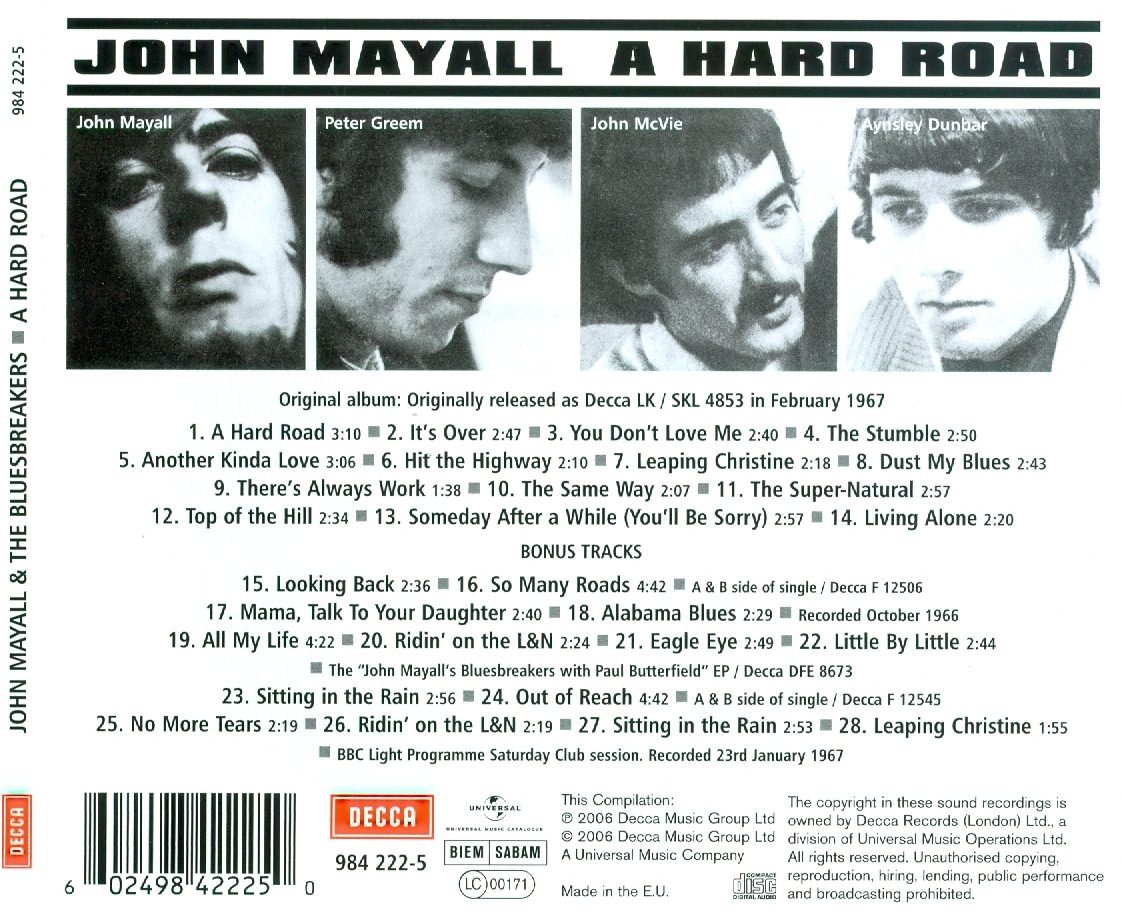 John Mayall & The Bluesbreakers A Hard Road WORLD OF HARMONICA