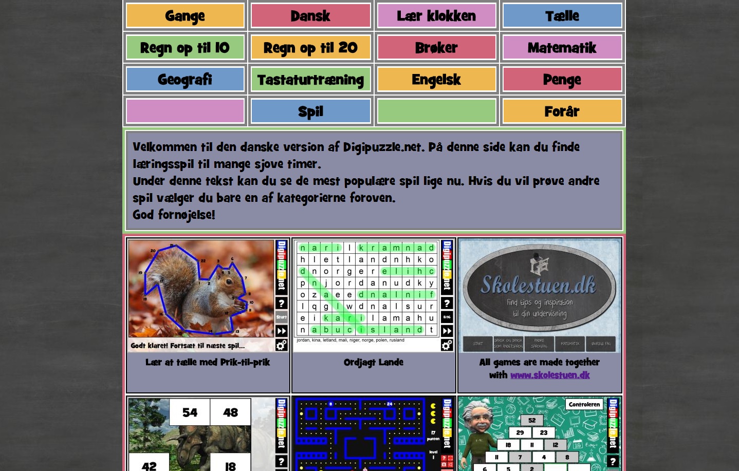 Gange læringsspil  Digipuzzle.net 