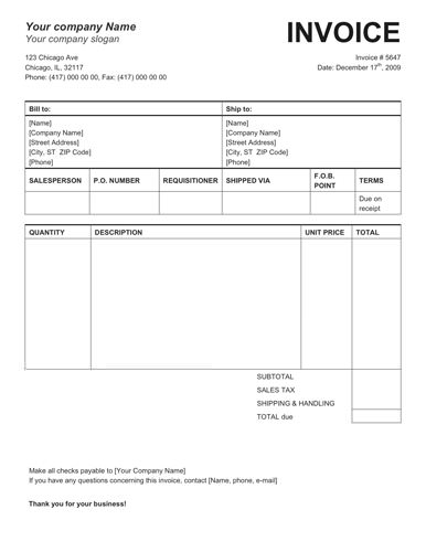 purchase invoice sample