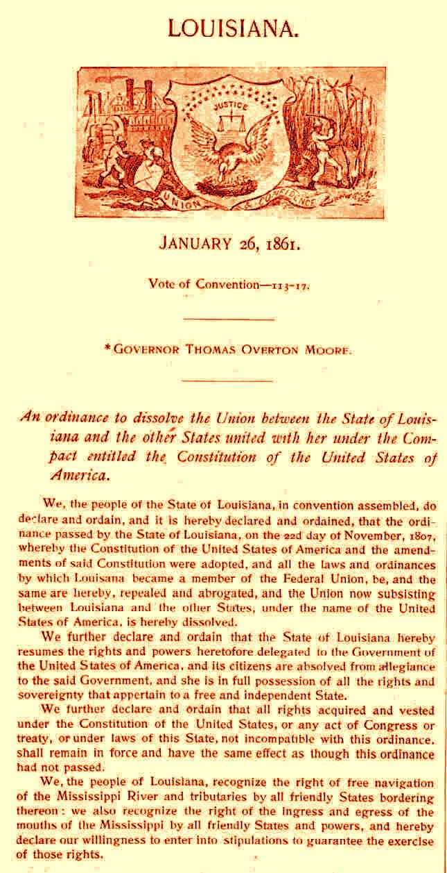 Confederate States of America Constitution State Secession Resolutions