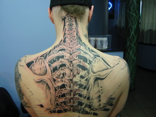 Biomechanical Spine Tattoo