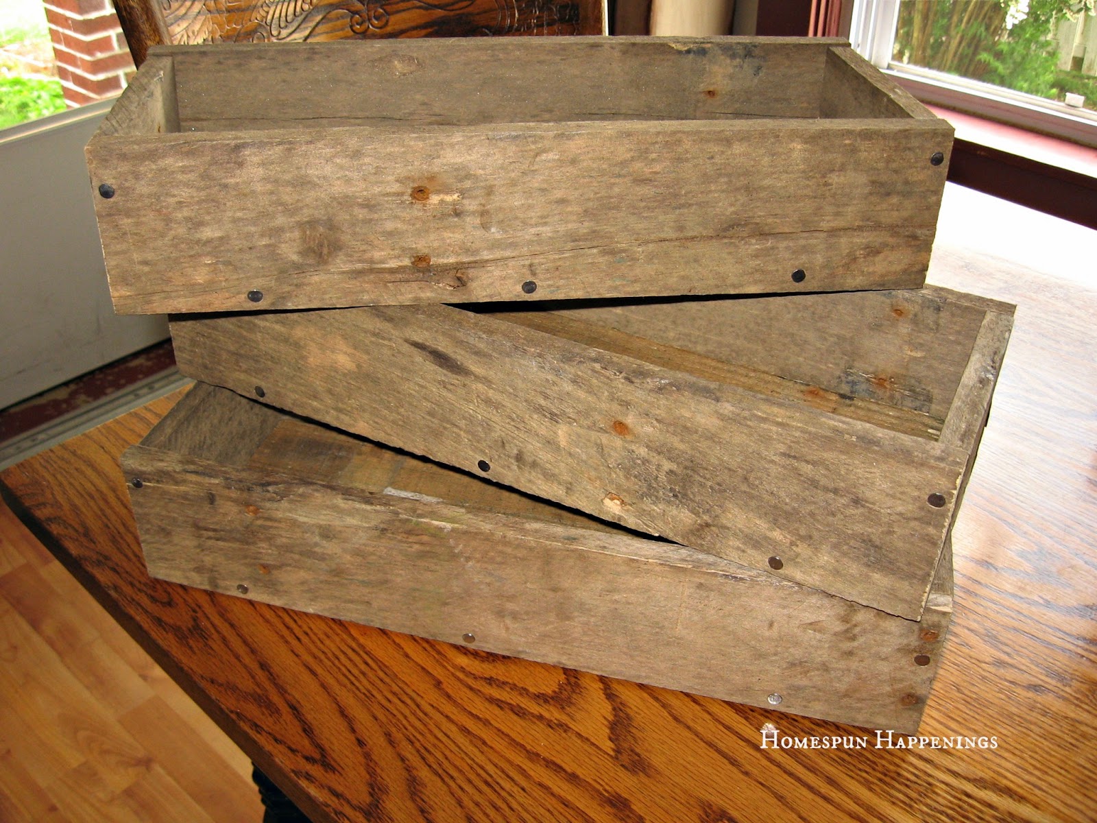Homespun Happenings Boxes Made From Pallet Wood