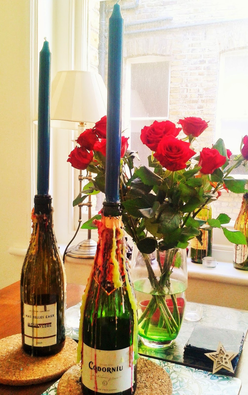 Anna Louise at Home Wine bottle drip candle holders