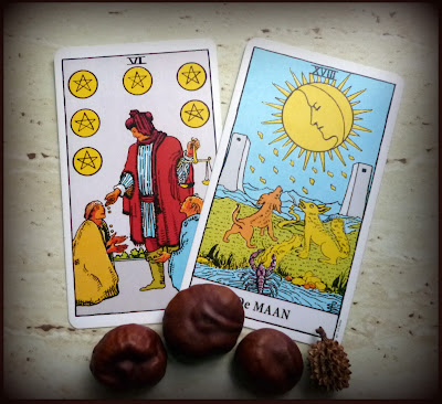 Rider Waite Tarot The Moon Six of Pentacles