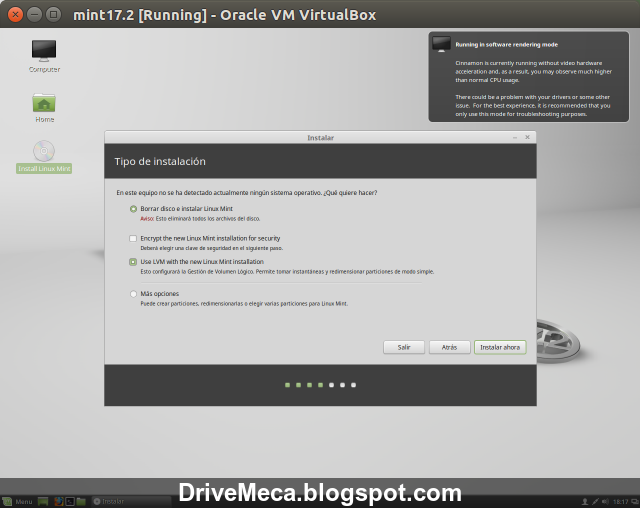 DriveMeca instalando Linux Mint Rafaela paso a paso