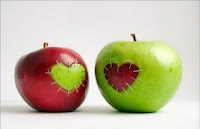 Apples with love hearts sitched on them