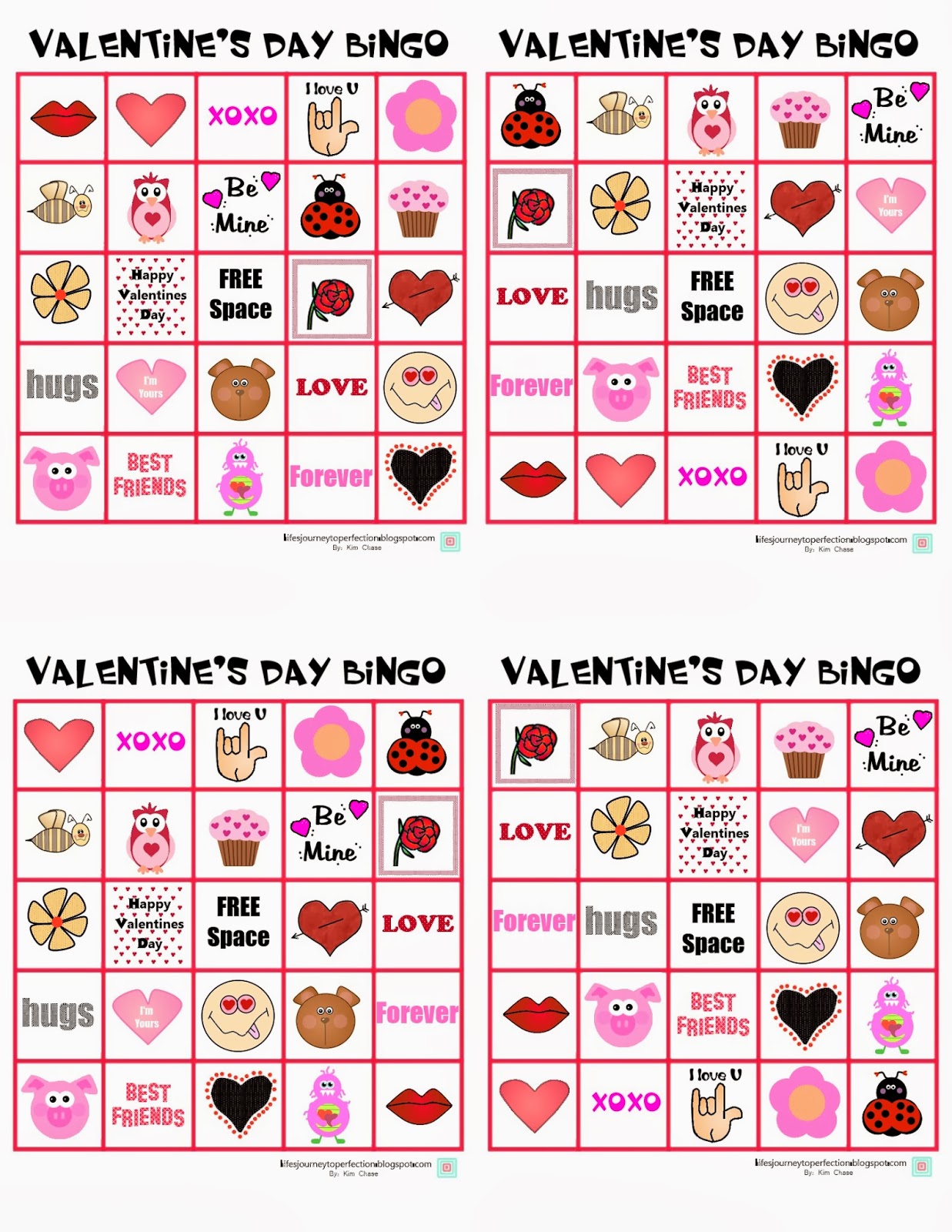 Life's Journey To Perfection Valentine's Day Bingo Printable