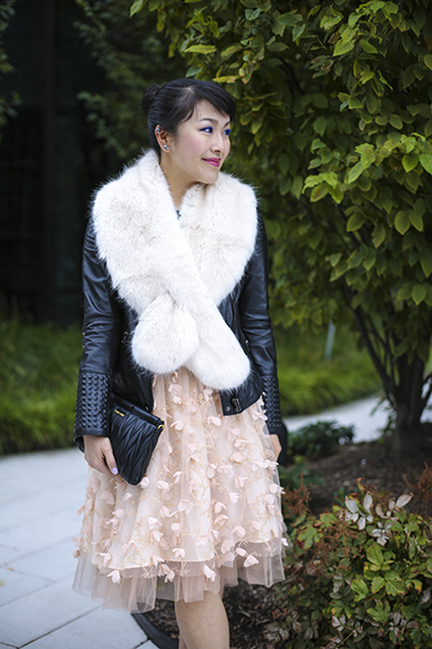 Zara leather jacket with Anthropologie Tulle skirt