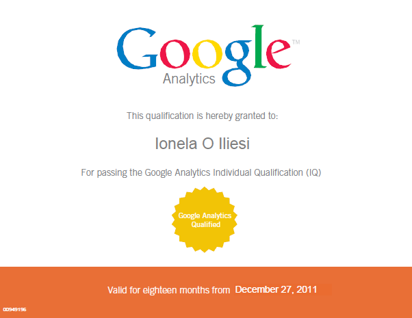 Certificare Google Analytics