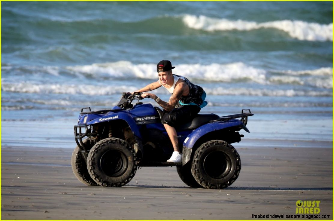 Celeb Diary Justin Bieber riding an ATV on a beach in Panama Celeb Diary Justin Bieber riding an ATV on a beach in Panama