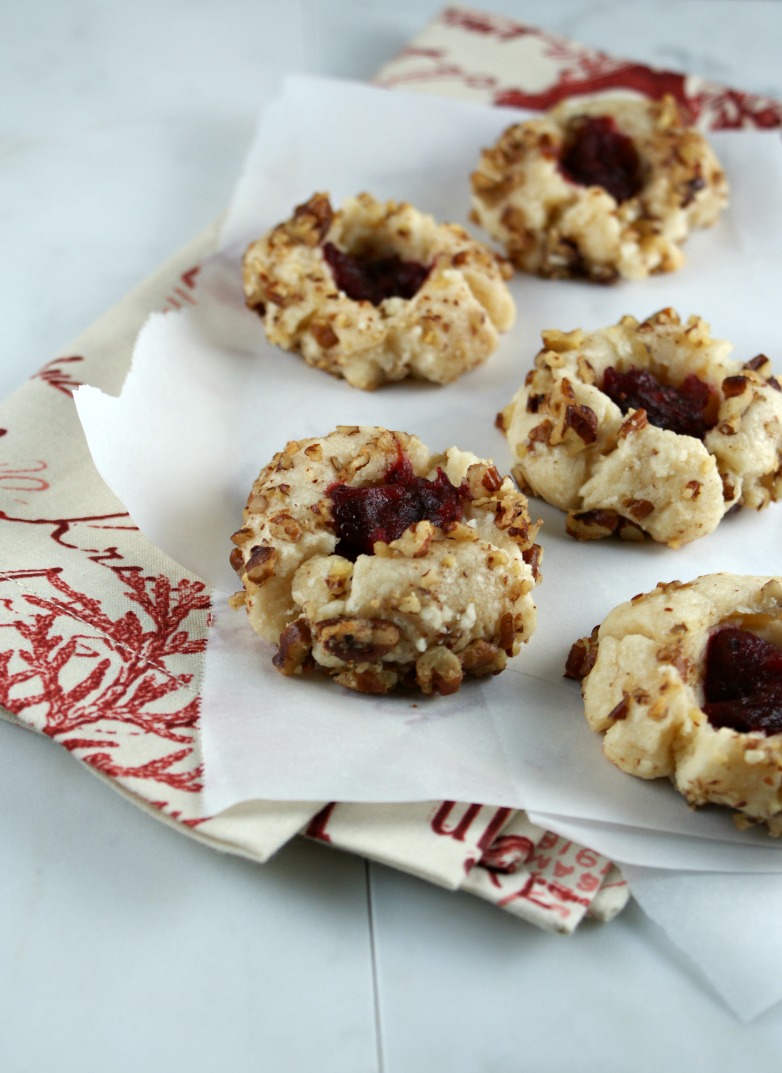 Authentic Suburban Gourmet Pecan Thumbprint Cookies with Cranberry Chutney