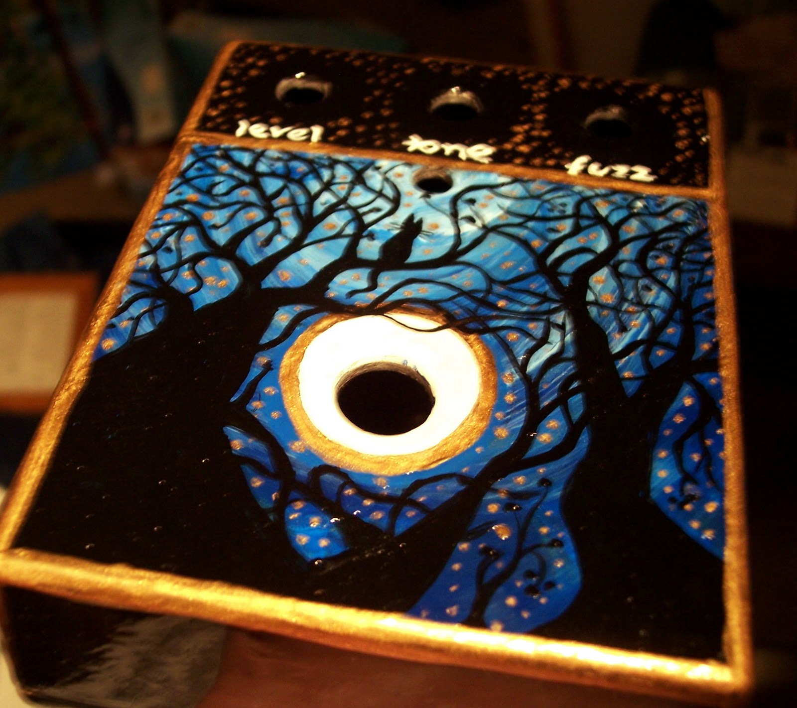 Art by Jeanne Hospod Custom Painted Guitar Pedal complete