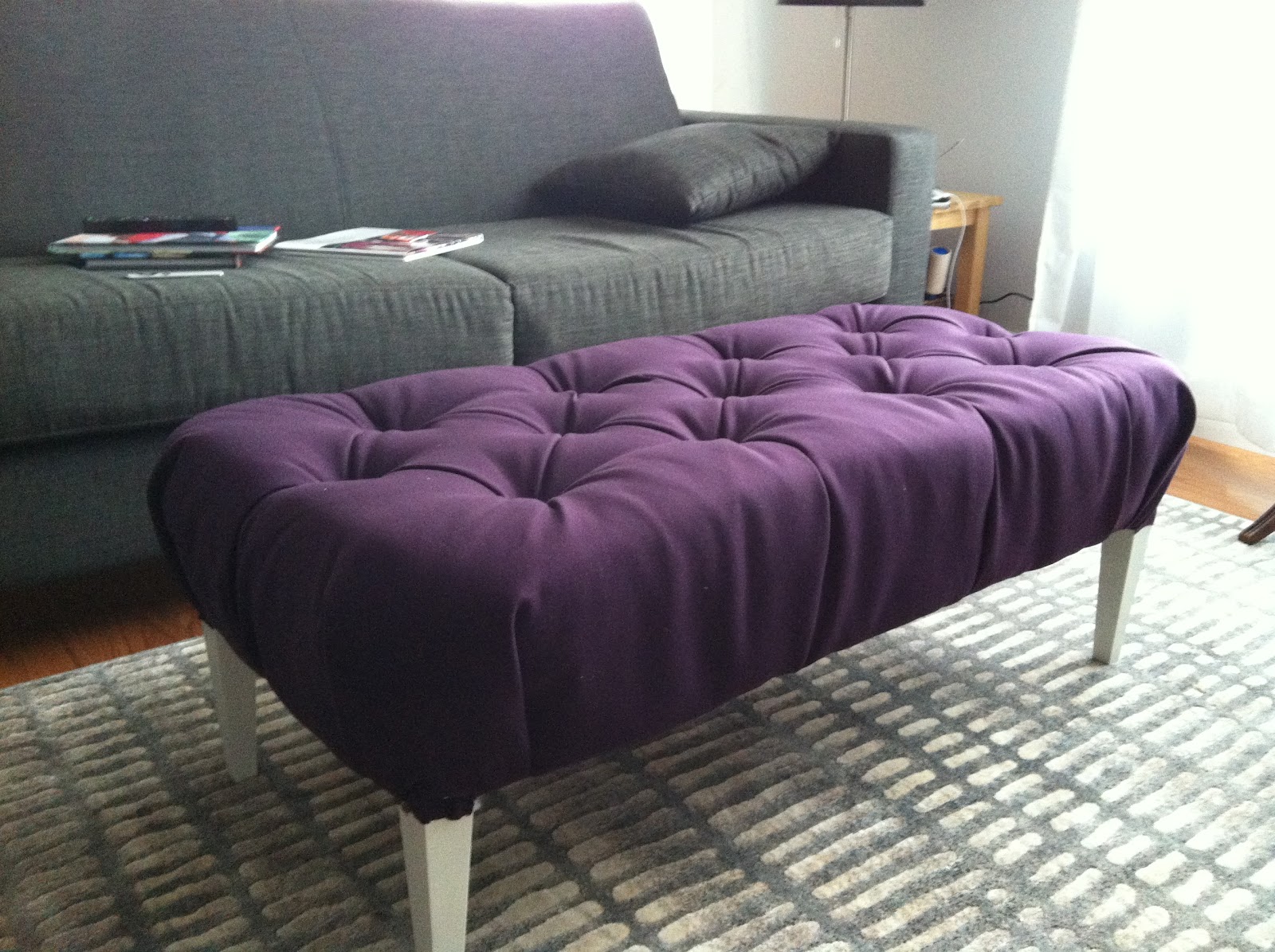 creative space DIY Ottoman from coffee table.