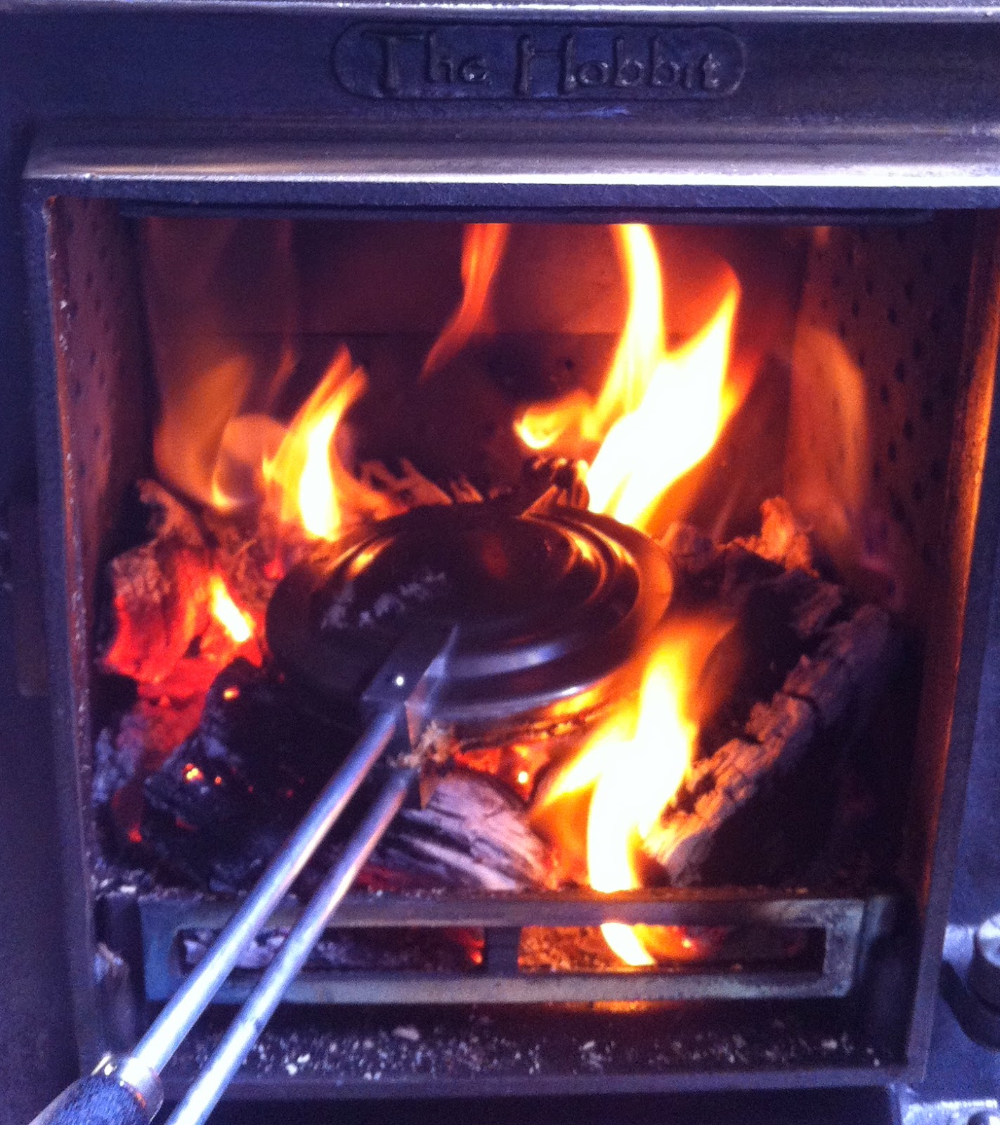 The Wood burner Kitchen Woodburner cooking Toasted sandwiches on and