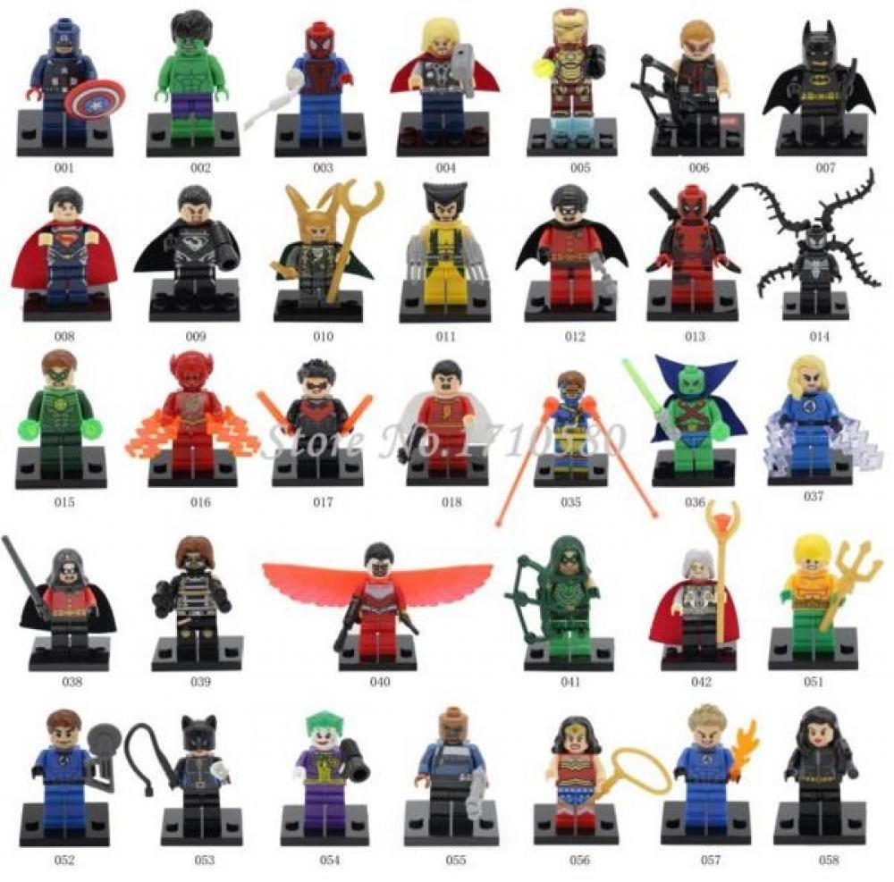 Marvel Super Heroes Minifigures 34pcs/lot Avengers Iron Man Batman Deadpool Building Blocks Sets Mo