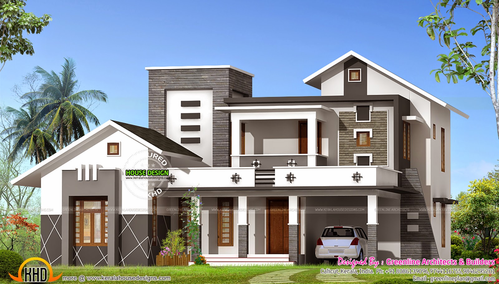 2400 sq-ft mixed roof house - Kerala home design and floor plans