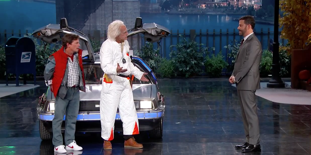 Doc Brown And Marty McFly Gatecrash Jimmy Kimmel The Movie Bit