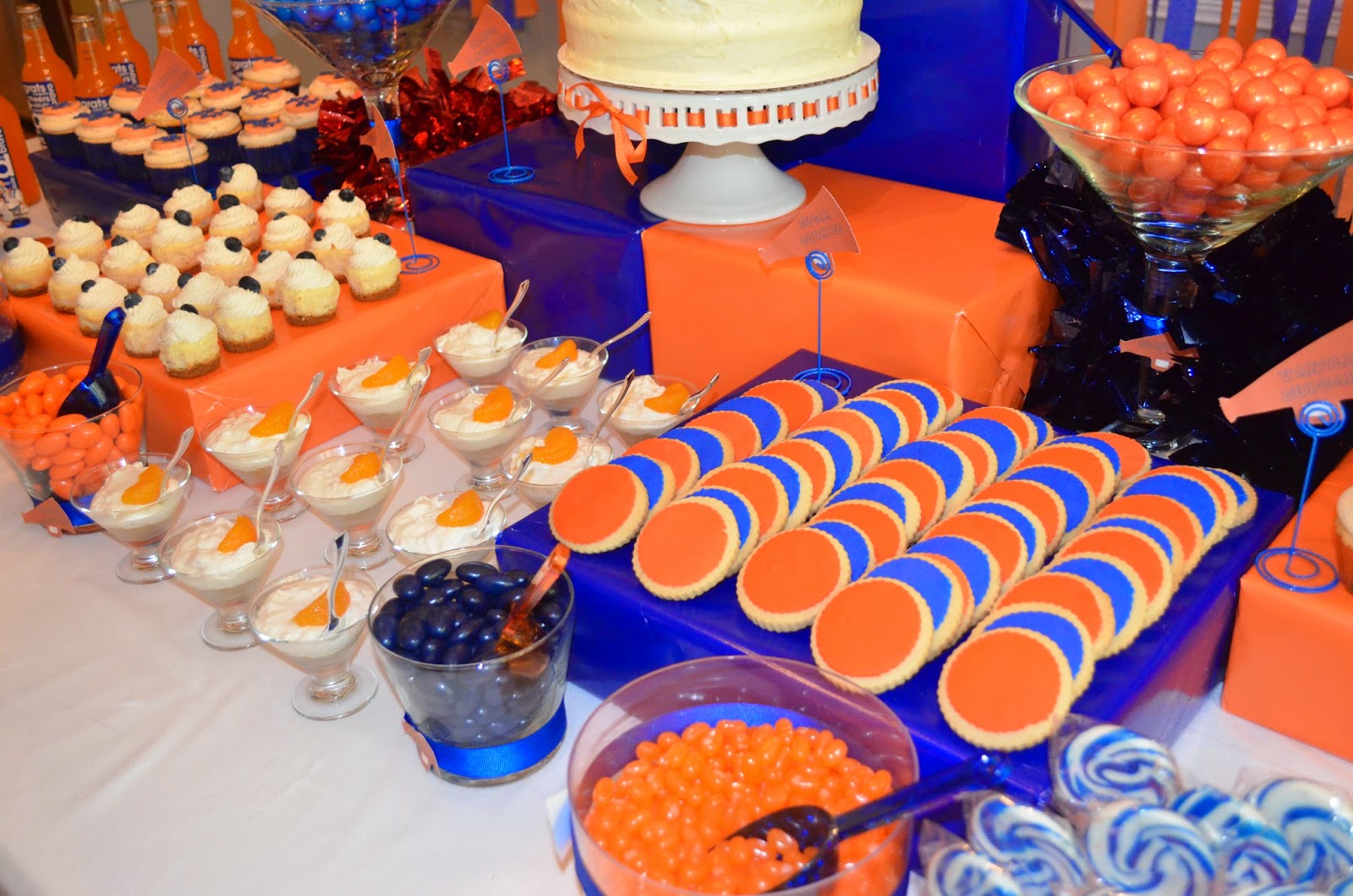Cakegirl's Kitchen Blue and Orange Graduation Party