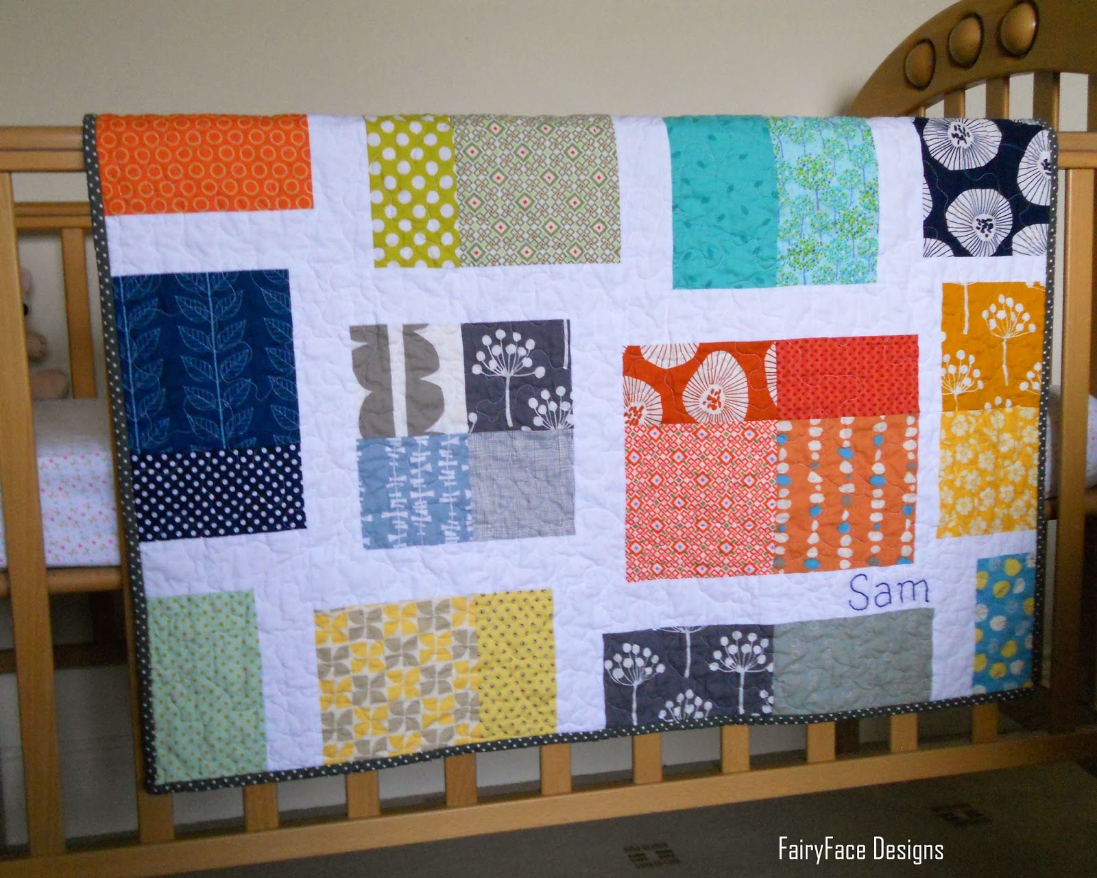 FairyFace Designs Scrappy Tiles Baby Quilt