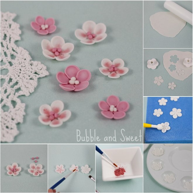 Bubble and Sweet How to make simple sugar blossoms flowers from fondant