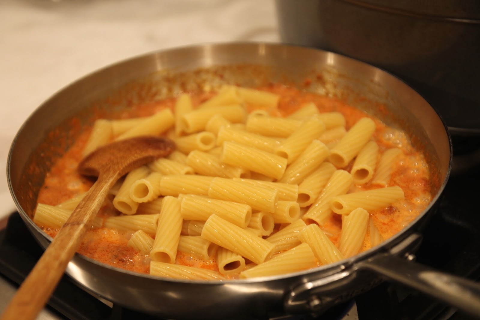 Jenny Steffens Hobick Leftovers Bolognese with Rigatoni, Cream, Peas & Parmesan