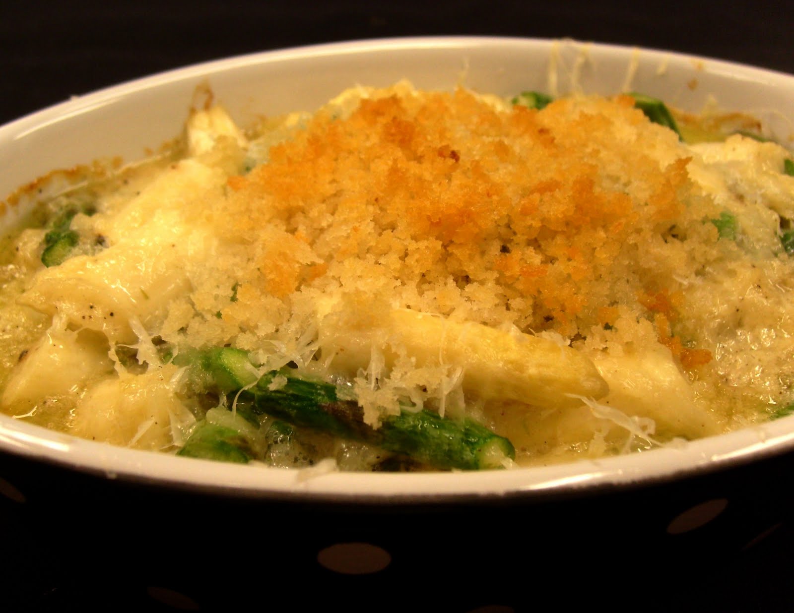 Sandie's Bitchin' Kitchen White and Green Asparagus Gratin