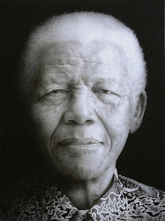 Painting of Nelson Mandela by Paul Emsley. Detailed description can be found in caption.