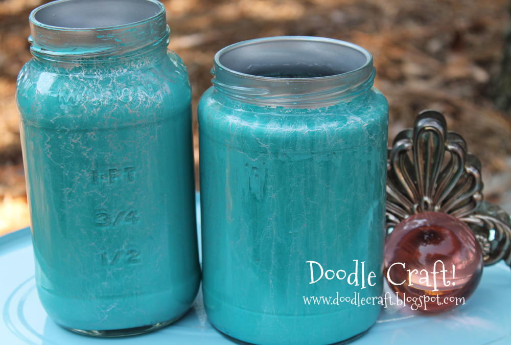 Doodlecraft Crackle Paint Upcycled Glass Jars!