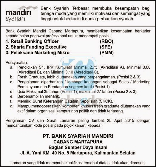 Lowongan Kerja Pt Bank Syariah Mandiri Terbaru Mei 2015 | pt bank syariah mandiri s1 fresh graduate experienced Lowongan Kerja Pt Bank Syariah Mandiri Terbaru Mei 2015 | pt bank syariah mandiri s1 fresh graduate experienced