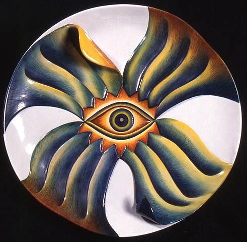 Judy Chicago Caroline Hershell Test Plate China paint on Porcelein 1978