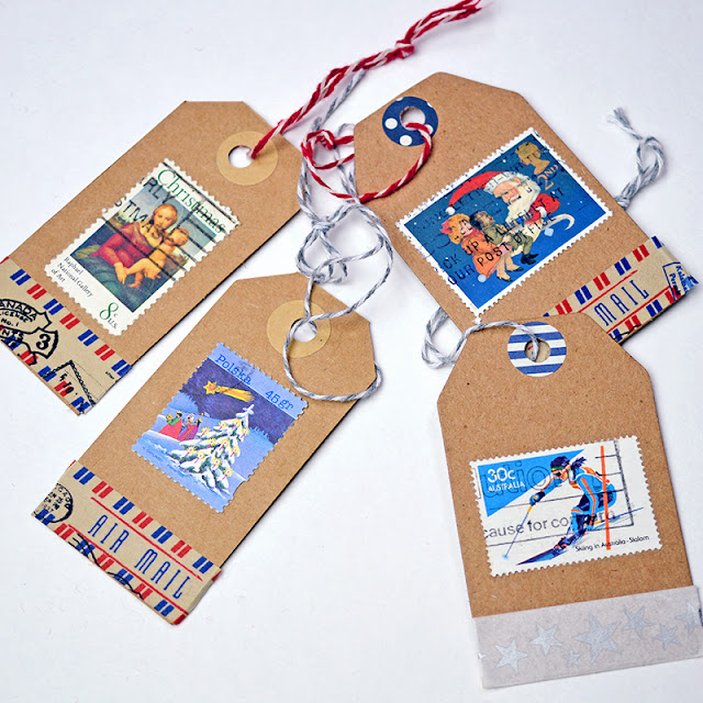 postage stamp gift tags featured at KnickofTime.net