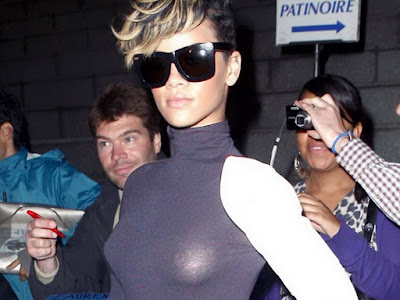 Rihanna Sexy Tits And Hot Ass In See Through Dress Hard Nipple At Martin Margiela Fashion Show