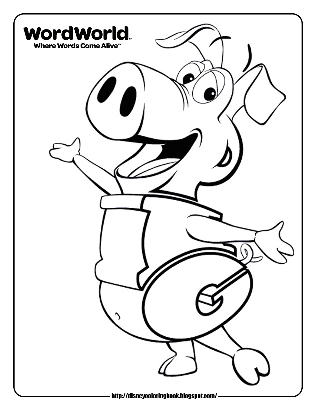 coloring word disney wordworld sheets colouring printable pig template