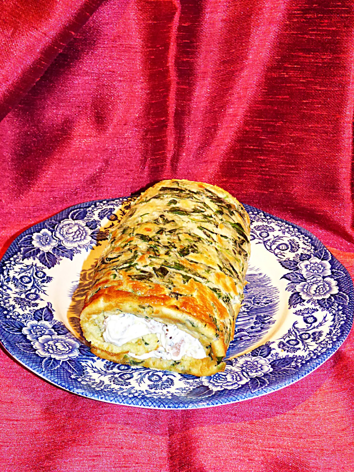 Chez Maximka Spinach, wild mushroom and cheese roulade
