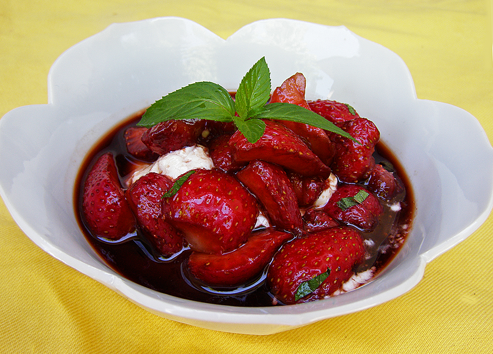 Seasonal Eating Balsamic Strawberries with Mint