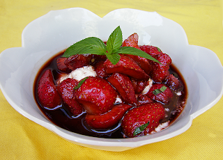 Bowl of Balsamic Strawberries and Yogurt