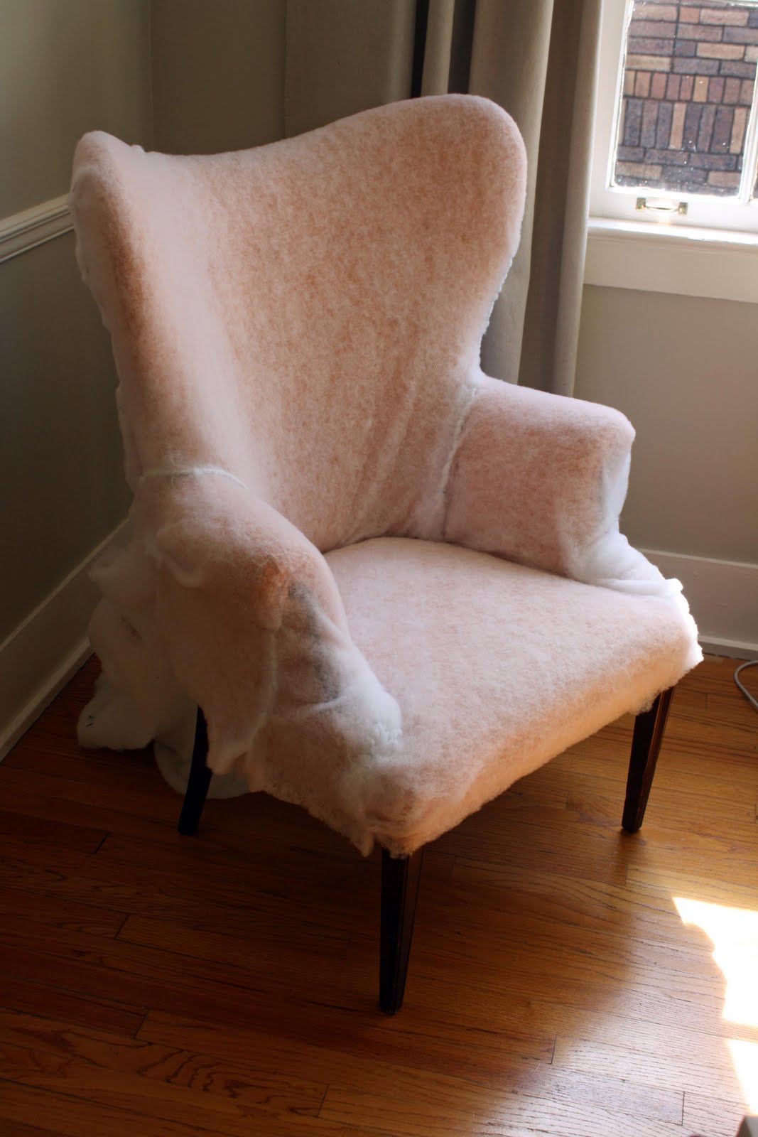 dwell and tell How to Add Padding under Slipcovers Wing Chair Update!