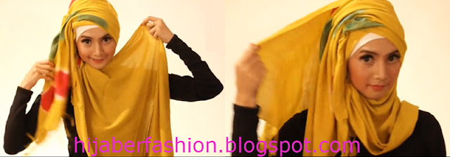 Tarik pashmina bagian yang panjang kesebelah kiri untuk menutupi 640 x 224 44 kB jpeg