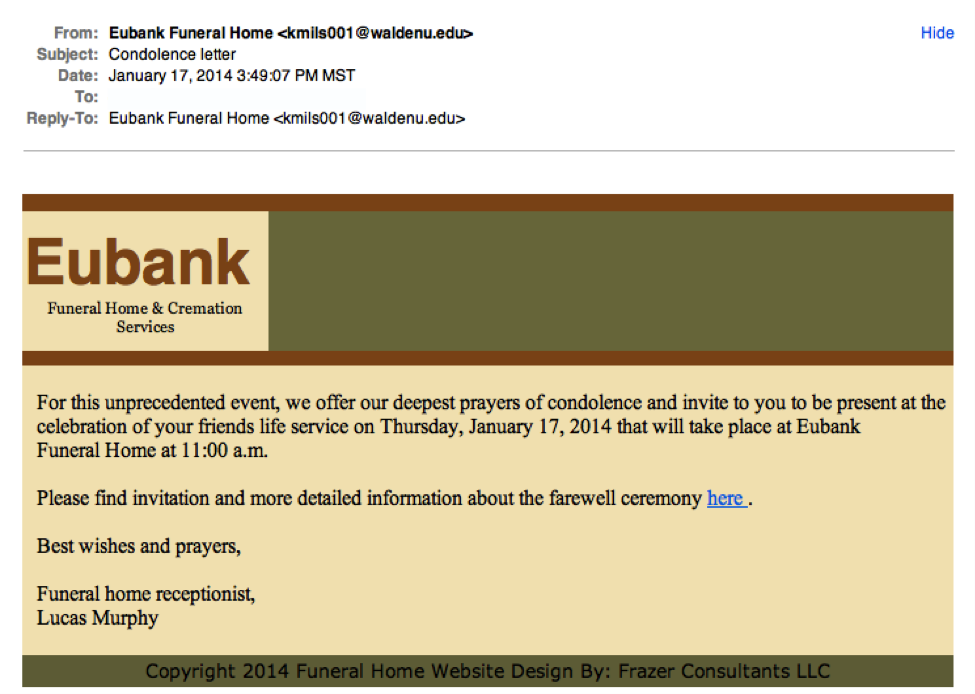Eubank phishing example