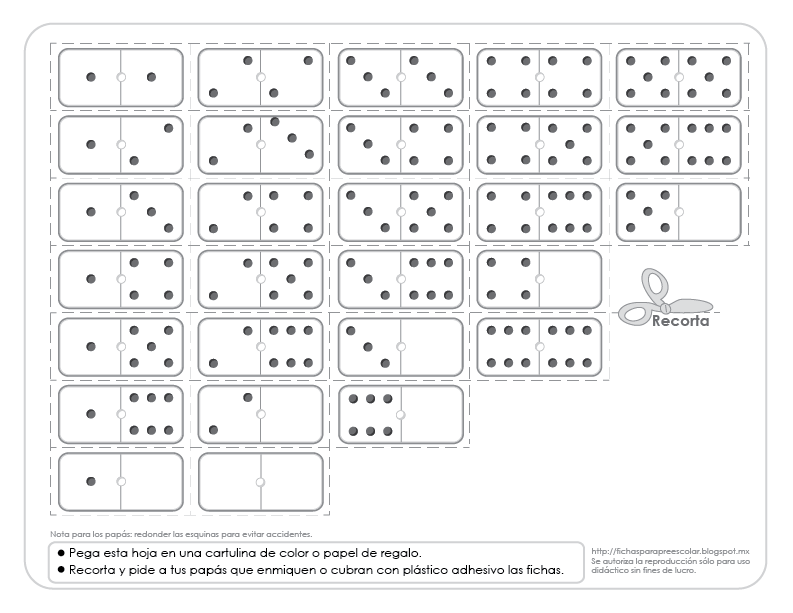 Fichas Para Preescolar Numeros Y Domino Para Recortar
