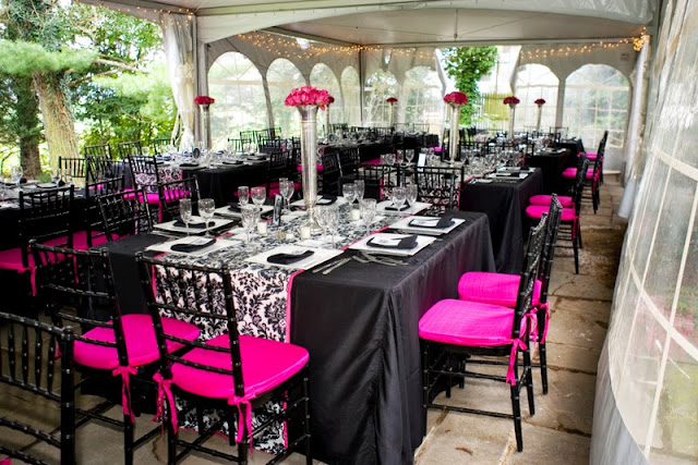 Black white and pink wedding