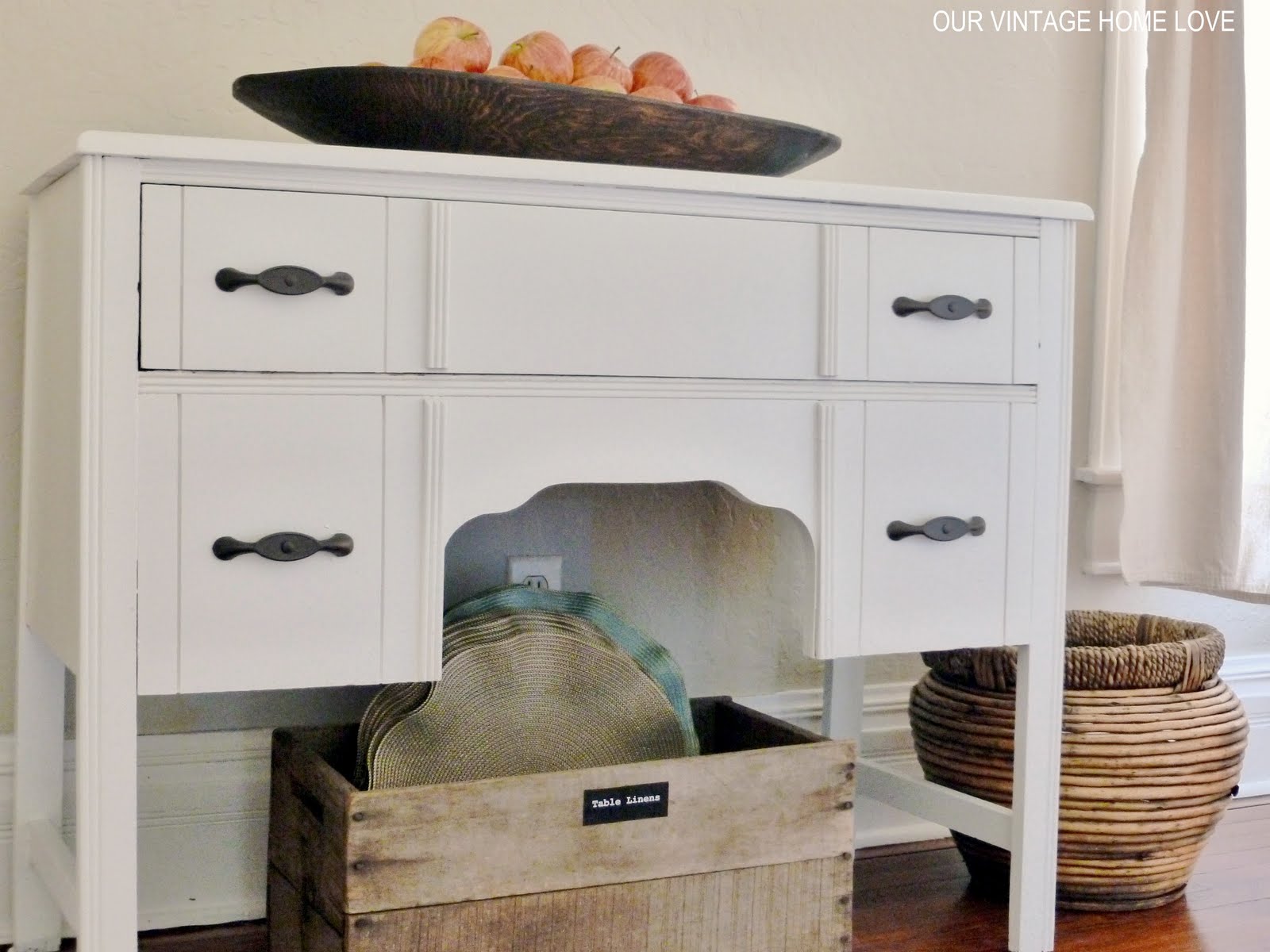 vintage home love The Dining Room Gets A New Table Runner and Sideboard