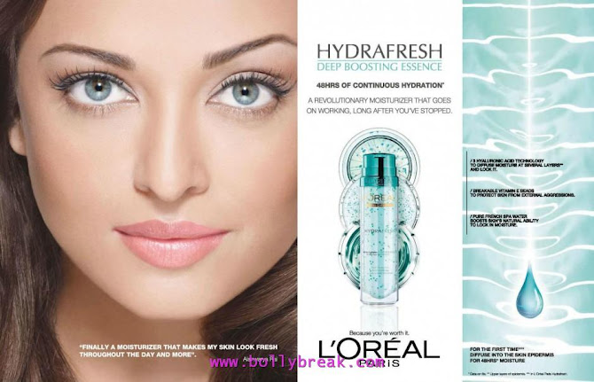 Celebrity Ads: Aishwarya Rai L'oreal Hydrafresh Ad Pics - FamousCelebrityPicture.com - Famous Celebrity Picture 