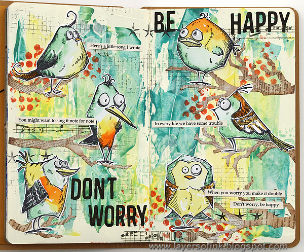 Layers of ink - Happy Birds Journal Tutorial by Anna-Karin