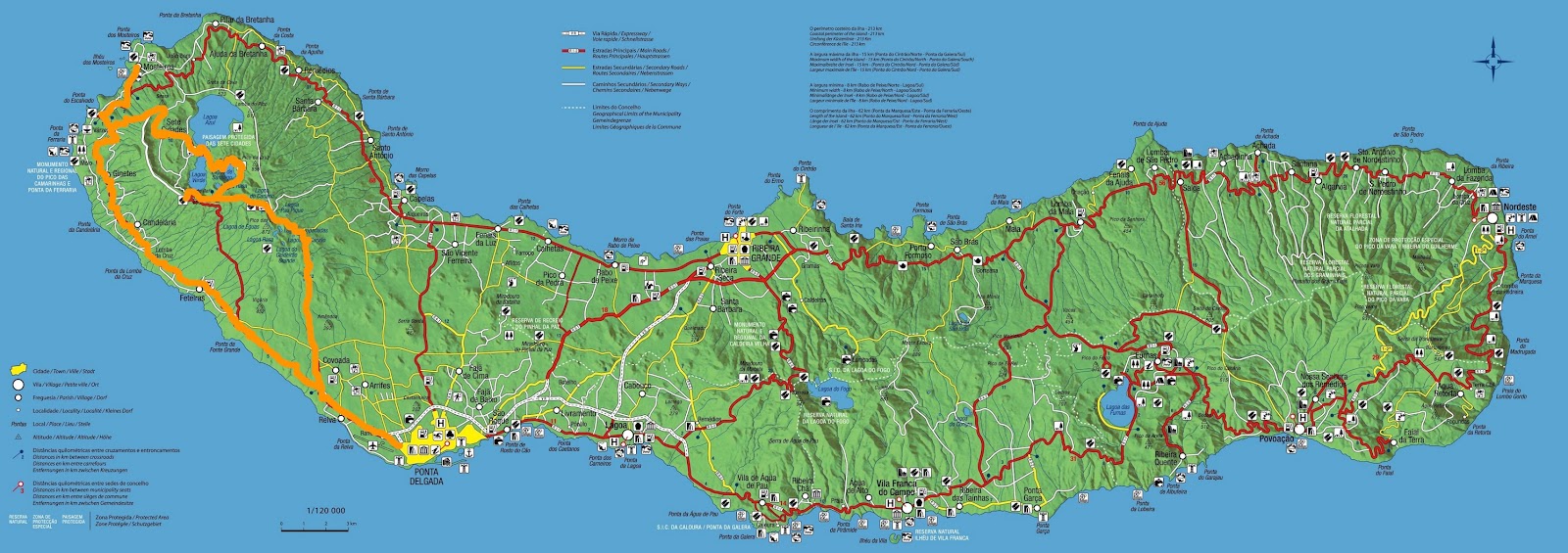 Ilha de São Miguel Açores Portugal mapa político - Fotos de arquivo  #30752333