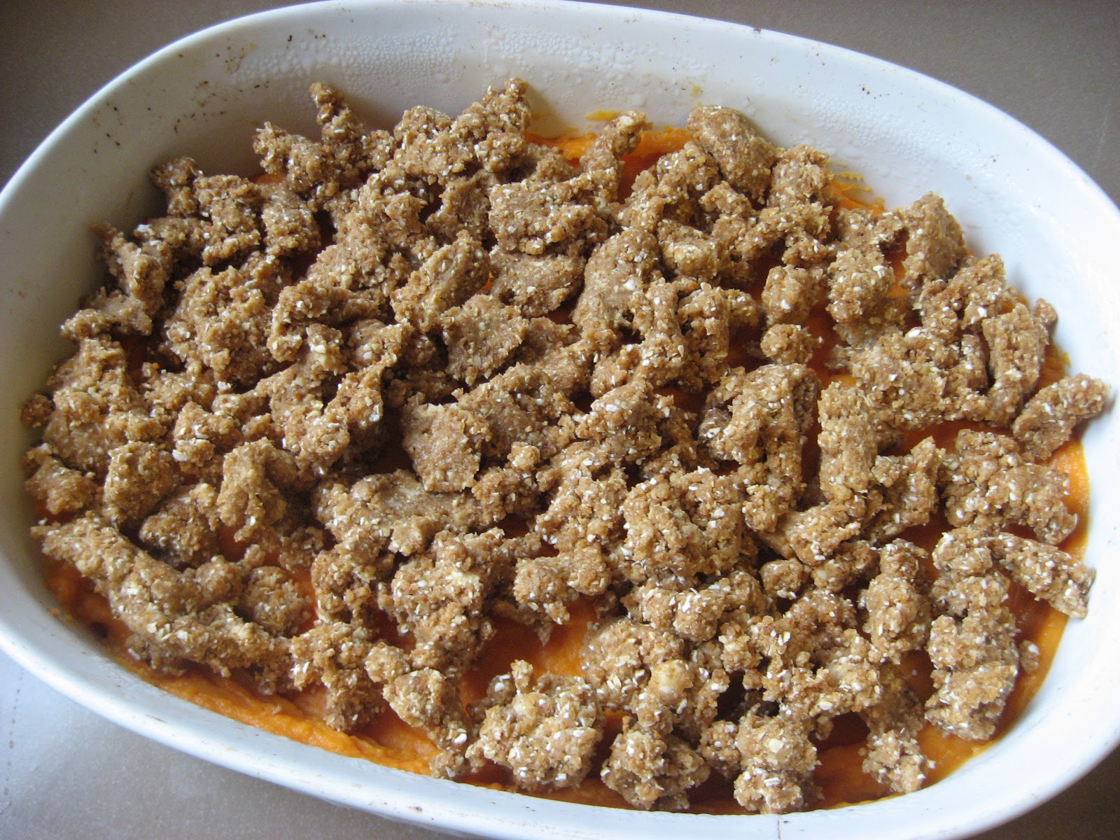 Recipes to Nourish Sweet Potato and Apple Puree w/ Streusel Topping