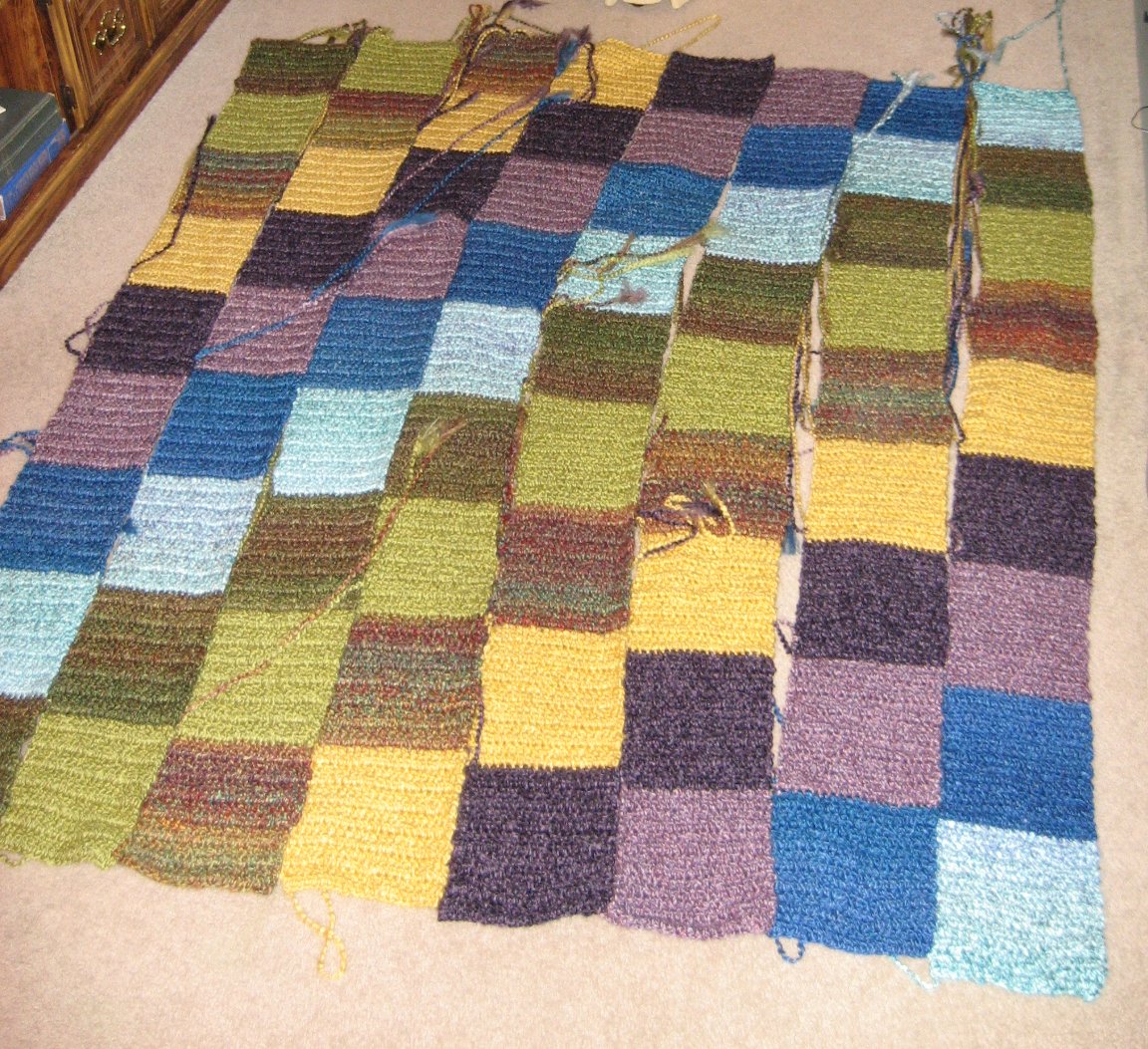 Hooked on Needles Crocheted Homespun Blocks Afghan Strips Finished!