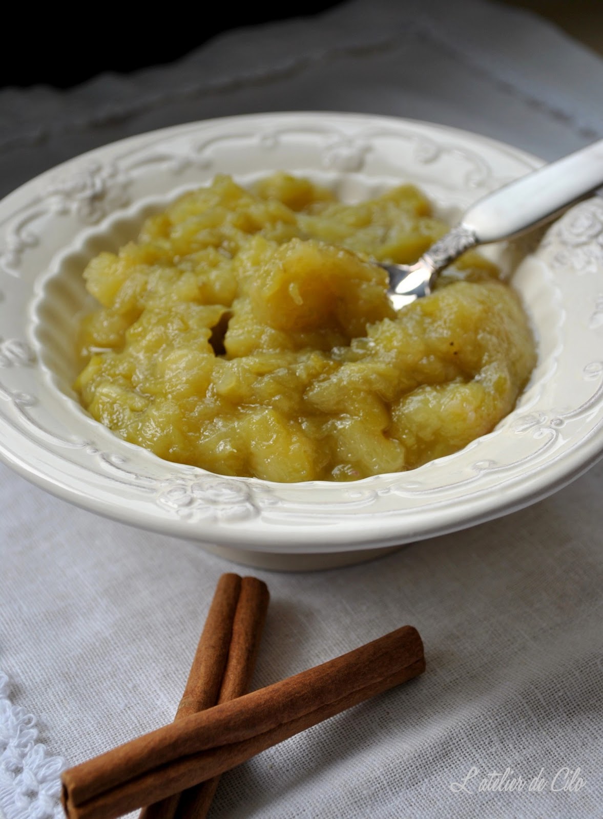 L'atelier de Cilo Recette de la compote Rhubarbe/Banane/Cannelle