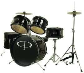 GP55 Child Size Junior Drum Set with Seat, Sticks & Cymbals - Black